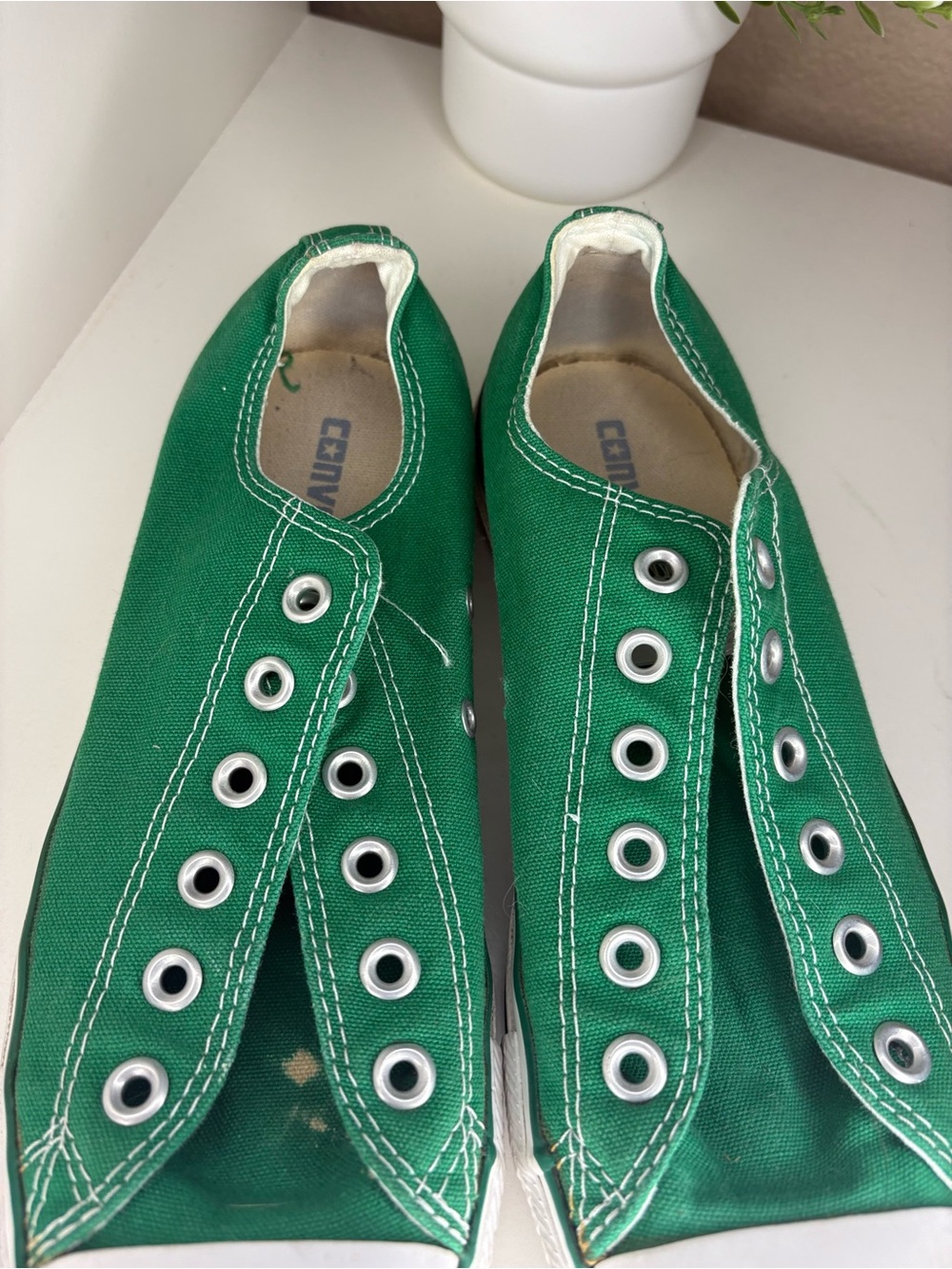 Converse Green Slip-On Canvas Low Top Sneakers - Picture 3 of 10